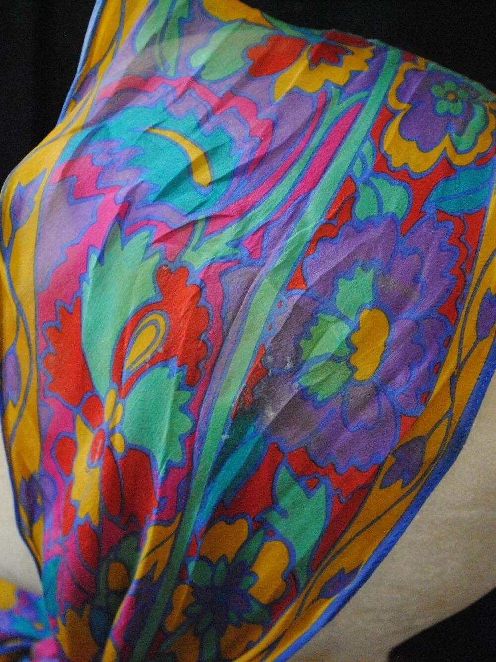 Vintage Liz Claiborne Long Skinny Floral Silk Scarf